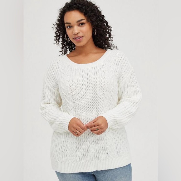 torrid Sweaters - Torrid Cable knit Tie Back Sweater